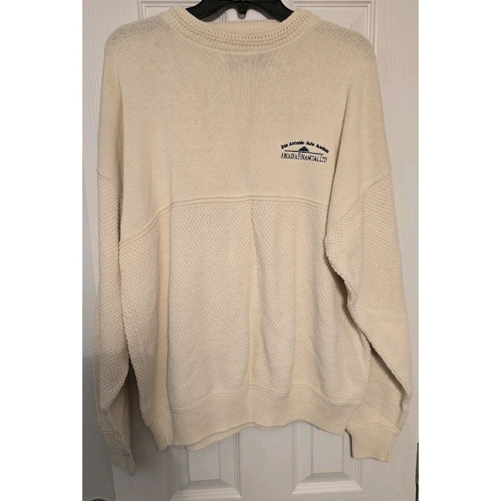 Vintage Dunbrooke Mens XL Knit Sweater Pullover USA Made Arcadia Company Logo